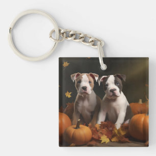 Amerikaanse Staffordshire Puppy Autumn Delight Sleutelhanger