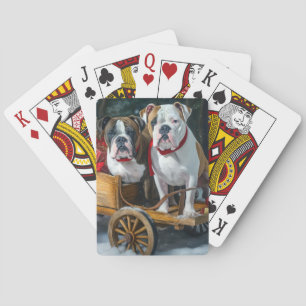 Amerikaanse Staffordshire Sneeuw Slede Kerstmis  Pokerkaarten