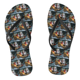 Amerikaanse Staffordshire Sneeuw Slede Kerstmis Teenslippers