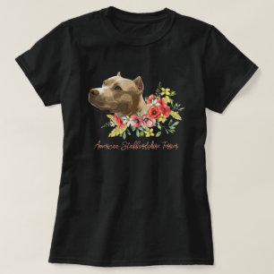 Amerikaanse Staffordshire Terrier Floral Illustrat T-shirt