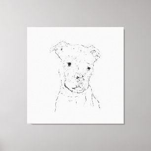 Amerikaanse Staffordshire Terrier Inkt Muurkunst Canvas Afdruk