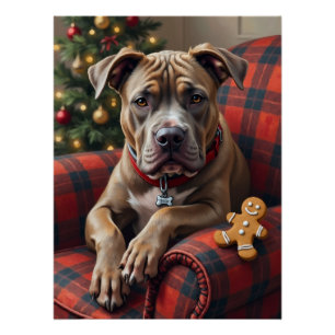 Amerikaanse Staffordshire Terrier Kerst Cozy Perfect Poster