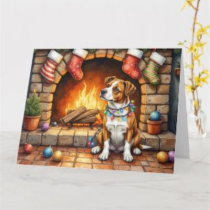 Amerikaanse Staffordshire Terrier Kerstverlichting Kaart