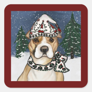 AMERIKAANSE STAFFORDSHIRE TERRIËR VIERKANTE STICKER