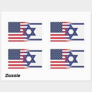 Amerikaanse Stand Met Israël vlag Rechthoekige Sticker