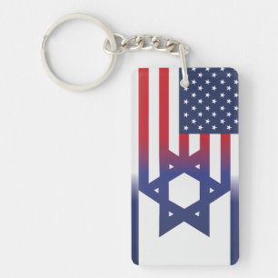 Amerikaanse Stand Met Israël vlag Sleutelhanger