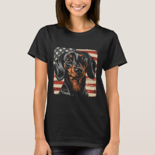 Amerikaanse Star Stripes 4 juli teckel hond T-shirt