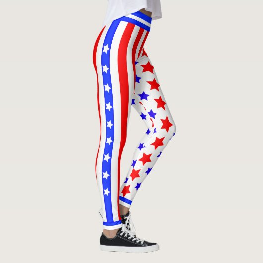 Amerikaanse sterren en strips op WITTE Leggings (Rechts)