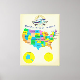 Amerikaanse  stijlkaart canvas afdruk