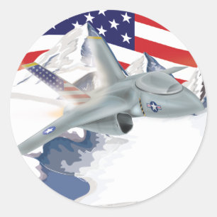 Amerikaanse strijder Jet Ronde Sticker