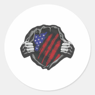 Amerikaanse superheld Costume Flag Ronde Sticker