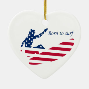 Amerikaanse surfende Amerikaanse surfer Keramisch Ornament