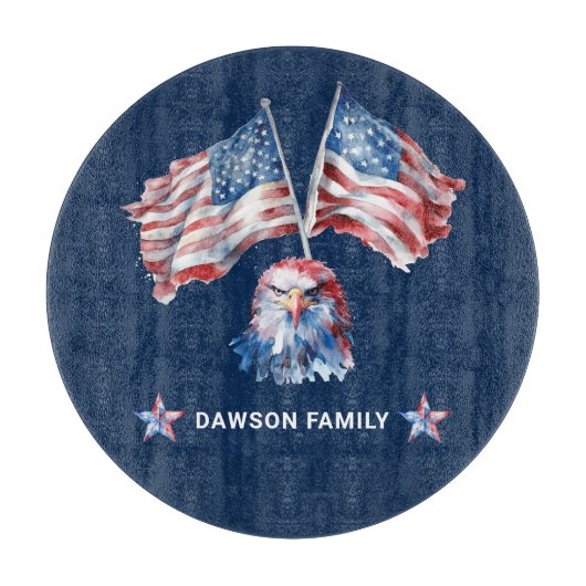 Amerikaanse symbolen aangepaste familienaam snijplank (Voorkant)