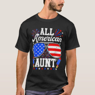 Amerikaanse tante 4 juli zonnebril familie t-shirt