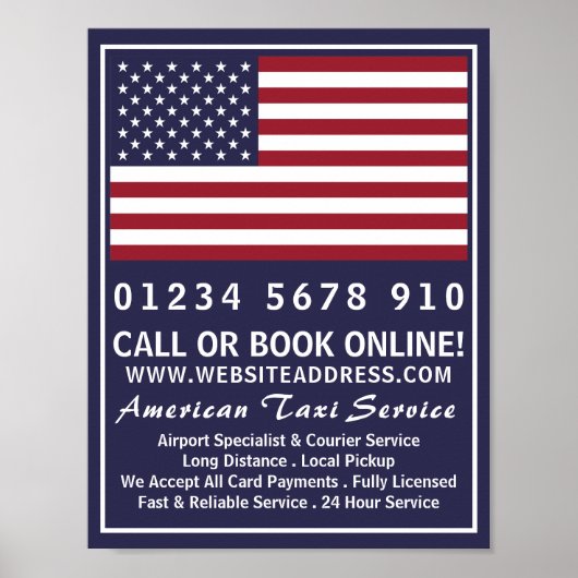 Amerikaanse taxibedrijf Flag Adverteren Poster (Voorkant)