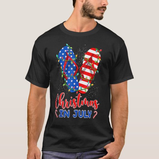 Amerikaanse Teenslippers met vlag : kerstmis T-shirt (Voorkant)