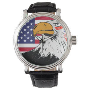 Amerikaanse tekening van een adelaar horloge