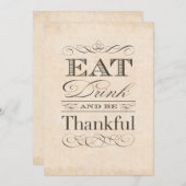 -Amerikaanse Thanksgiving Dinner Invitations Kaart (Voorkant / Achterkant)