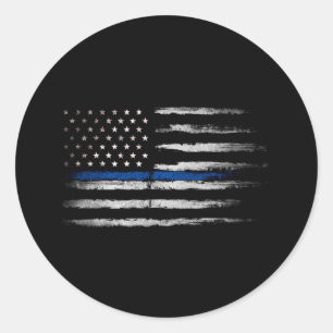 Amerikaanse Thin Blue Line vlag Ronde Sticker