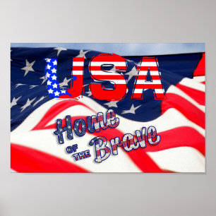 Amerikaanse thuisbasis van de vlag van de Brave Poster