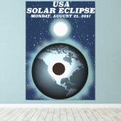 Amerikaanse toneelposter Solar Eclipse 2017 Canvas Afdruk (Insitu (Houten vloer))