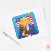 Amerikaanse toneelvarken vierkante sticker (Envelop)
