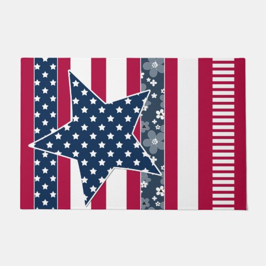 Amerikaanse traditionele vlaggekleurde rode marjoe deurmat (Voorkant)