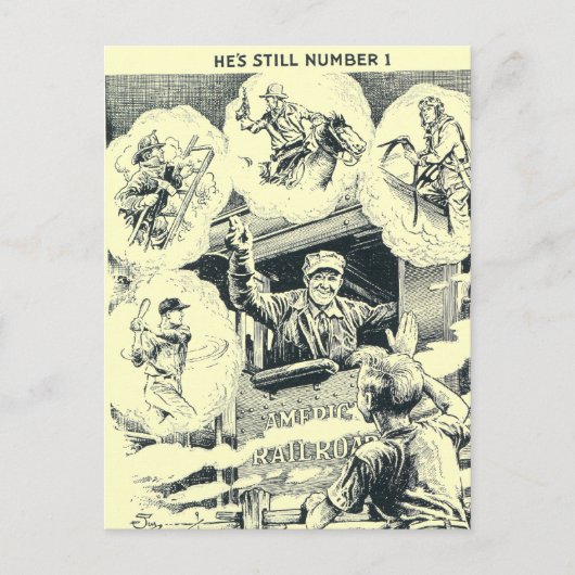 Amerikaanse treinmachinist briefkaart (Voorkant)