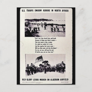 Amerikaanse troepen zwermen Ashore in Noord-Afrika Briefkaart