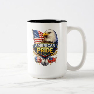 Amerikaanse trots – Amerikaanse zeearend en vlag p Tweekleurige Koffiemok
