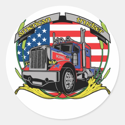 Amerikaanse trucker ronde sticker (Voorkant)