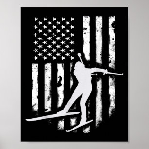 Amerikaanse Usa Vlag Nordic Ski Cool Skier Cadeau  Poster
