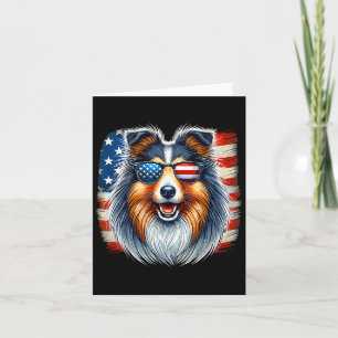 Amerikaanse Usa Vlag Shetland Sheepdog Sheltie 4de Kaart