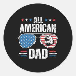 Amerikaanse vader 4 juli Vaderdag Sungles Fami Ronde Sticker