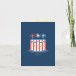 Amerikaanse verjaardagstaart Retro 4 juli Feestdagen Kaart