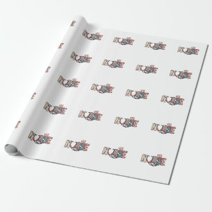 Amerikaanse verpleegster 4 juli Patriottische Vlag Cadeaupapier