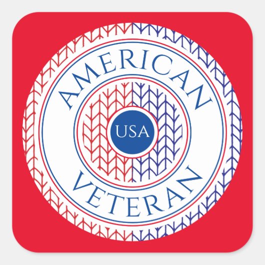 AMERIKAANSE VETERAAN Grote Vierkante Stickers / Ro (Voorkant)