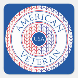 AMERIKAANSE VETERAAN Kleine Vierkante Stickers / B