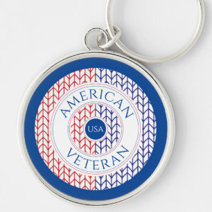 AMERIKAANSE VETERAN Premium Ronde Sleutelhanger / 