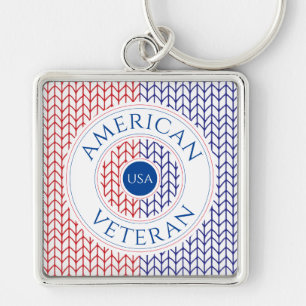 AMERIKAANSE VETERAN Premium Sleutelhanger Vierkant