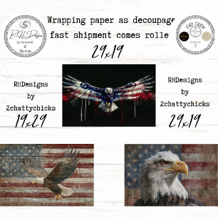 Amerikaanse Viering Patriotische Adelaar Decoupage Inpakpapier Vel