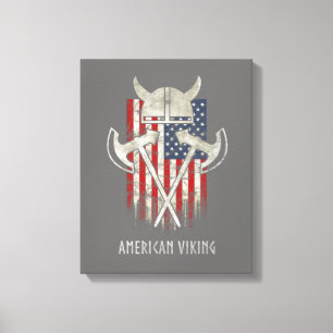 Amerikaanse Viking. Vlag, onderdruk, helm, x Canvas Afdruk