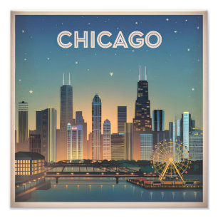 Amerikaanse vintage Chicago Foto Afdruk