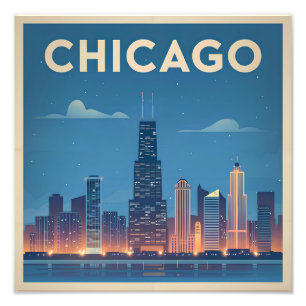 Amerikaanse vintage Chicago Foto Afdruk