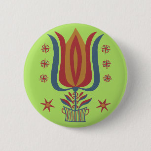 Amerikaanse Vintage Volkskunst Tulp Bloemendecorat Ronde Button 5,7 Cm