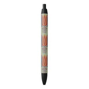 Amerikaanse Vintage Volkskunst Tulp Bloemendecorat Zwarte Inkt Pen