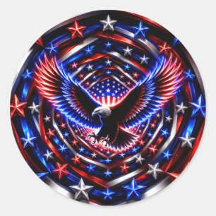 Amerikaanse Visie Spiraal – Patriottische Adelaar Ronde Sticker