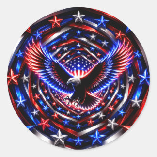 Amerikaanse Visie Spiraal – Patriottische Adelaar Ronde Sticker
