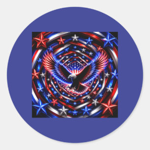 Amerikaanse Visie Spiraal – Patriottische Adelaar Ronde Sticker
