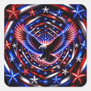 Amerikaanse Visie Spiraal – Patriottische Adelaar Vierkante Sticker
